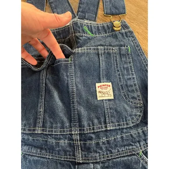 Vintage 60’s POINTER dark Blue Jean Low Back Detachable Bib Overalls medium